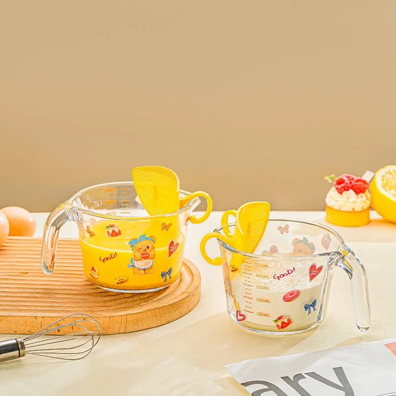 【新疆包邮】今日送滤网小熊量杯洪培厨房专用打蛋液杯子耐高温