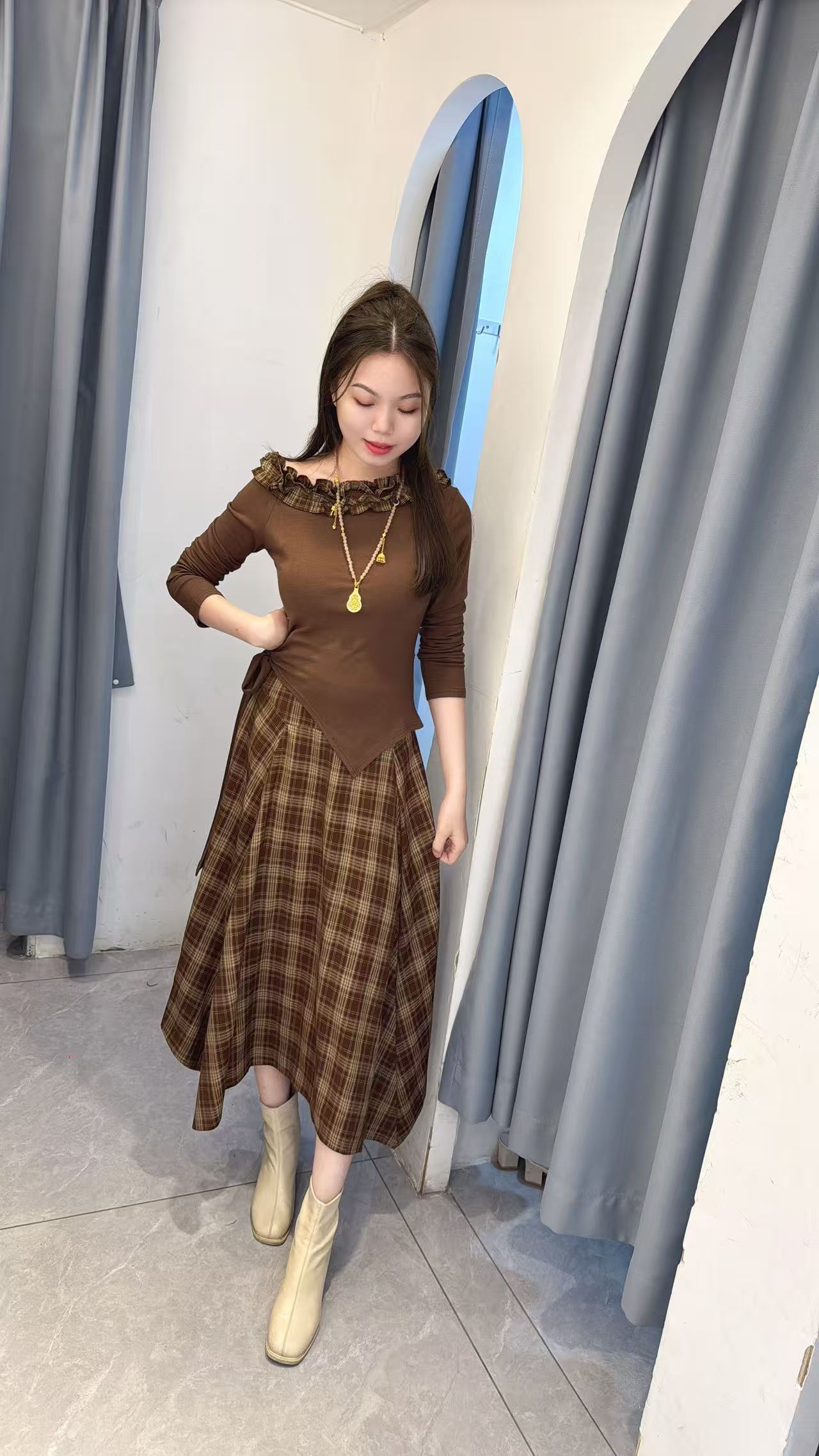 丹妮丝减龄纯欲风复古风通勤风森系时尚显瘦洋气两件套套装
