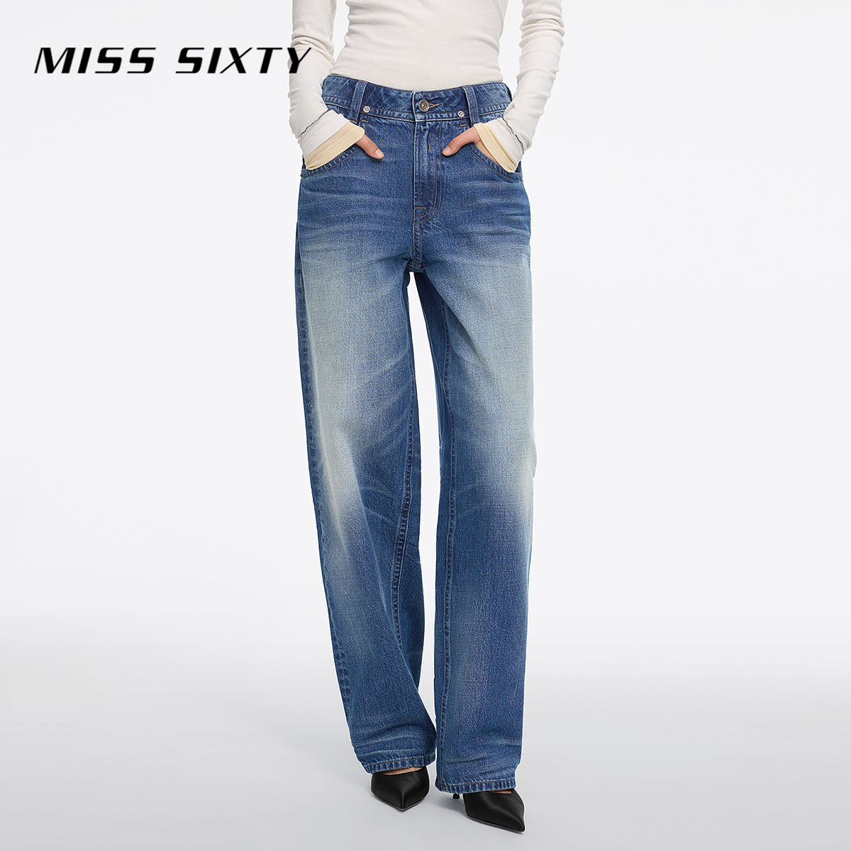 【进口牛仔面料】Miss Sixty2025新款牛仔裤萝卜裤宽松弯刀裤