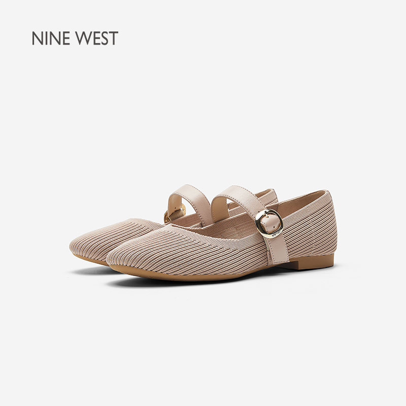 NineWest玖熙玛丽珍女鞋2025秋季新款轻奢法式圆头飞织复古女单鞋