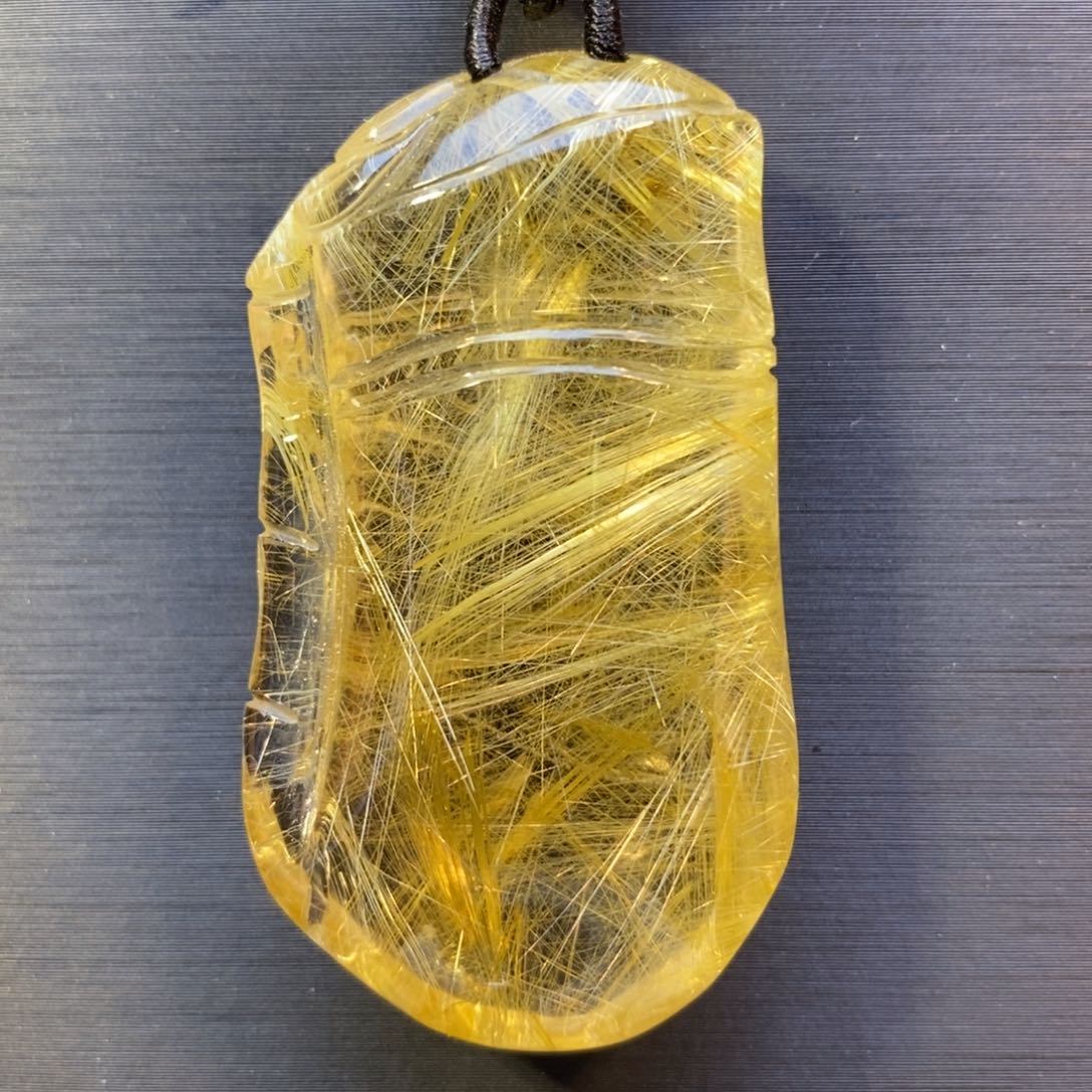 水晶未镶嵌颈饰金发晶竹节 竹报平安 节节高d