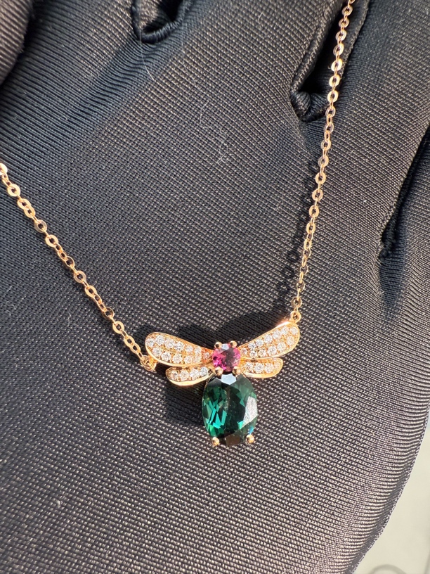 绿碧玺套链镶嵌18K金镶嵌