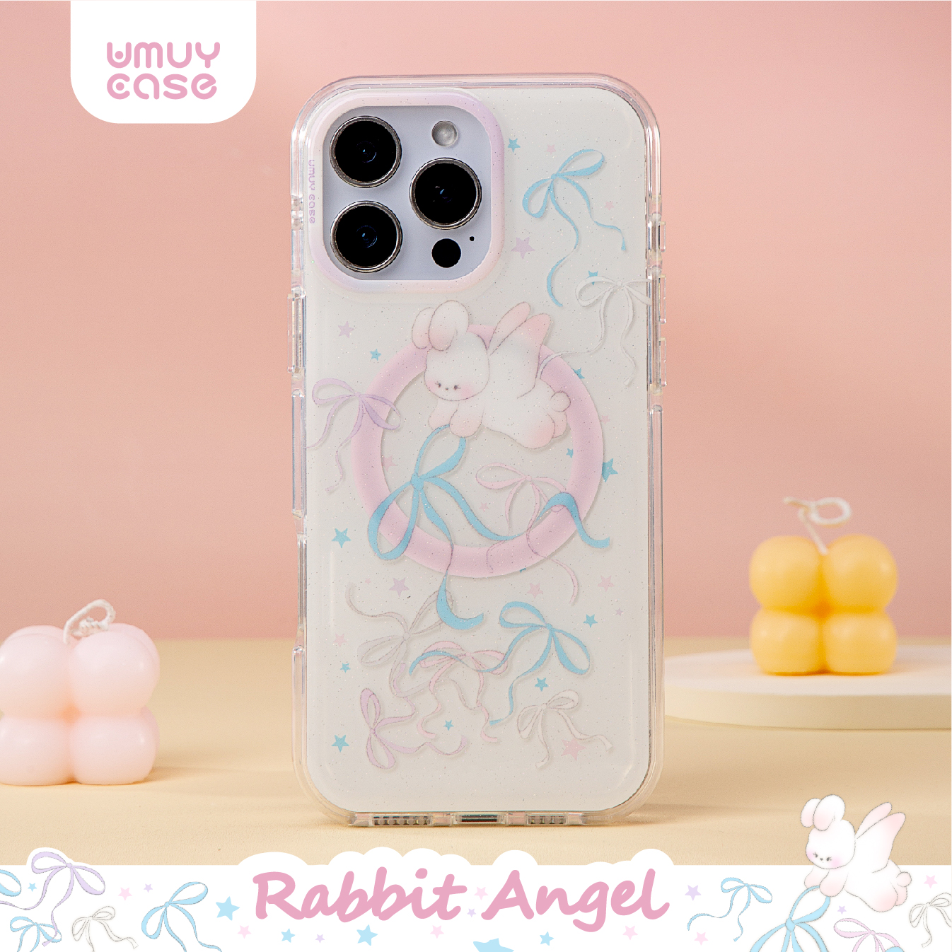 UMUYCASE 闪粉天使兔磁吸手机壳适用苹果iPhone17/16/15/pro/max