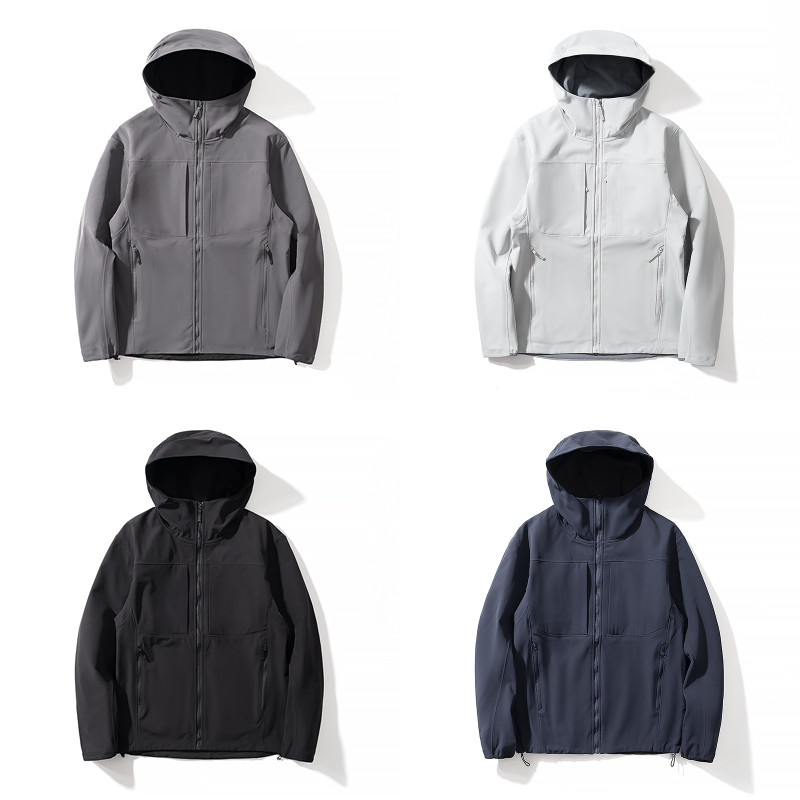 尼龙氨纶！全压胶MX！男女户外连帽加绒透气防风防水登山软壳冲锋衣