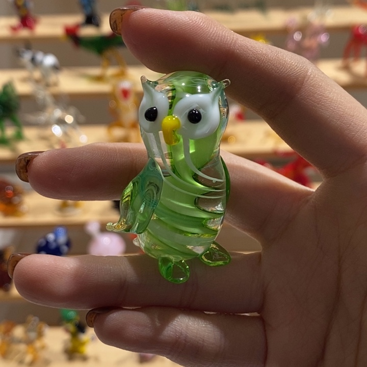 琉璃手工艺品琉璃绿猫头鹰