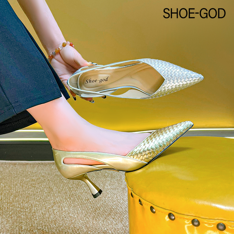 羊皮5厘米 2024新款包头真皮凉鞋轻奢百搭尖头女鞋SGL123