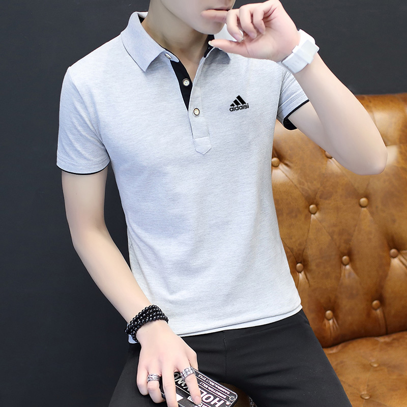 阿迪polo衫男士新款夏季商务休闲短袖t恤薄款透气翻领青少年上衣