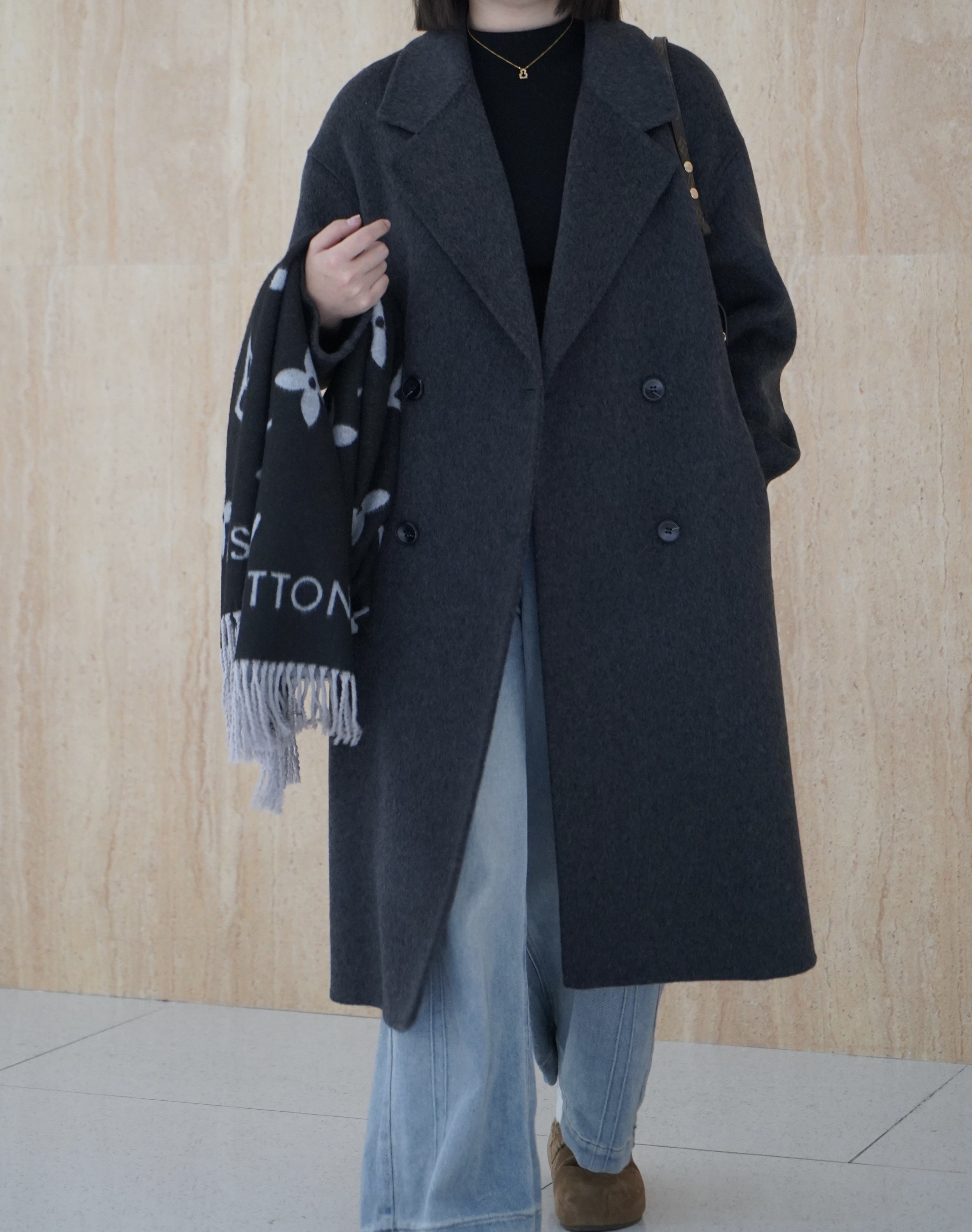 经典西装领新款绵羊毛+山羊绒双面手工羊毛大衣韩版百搭秋冬长款