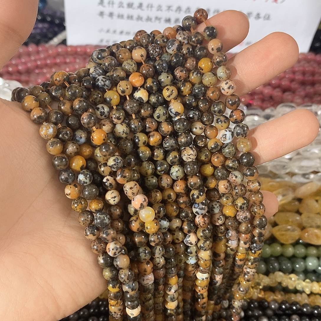 玛瑙/玉髓珠宝半成品未镶嵌一条天然6mm虎斑圆珠