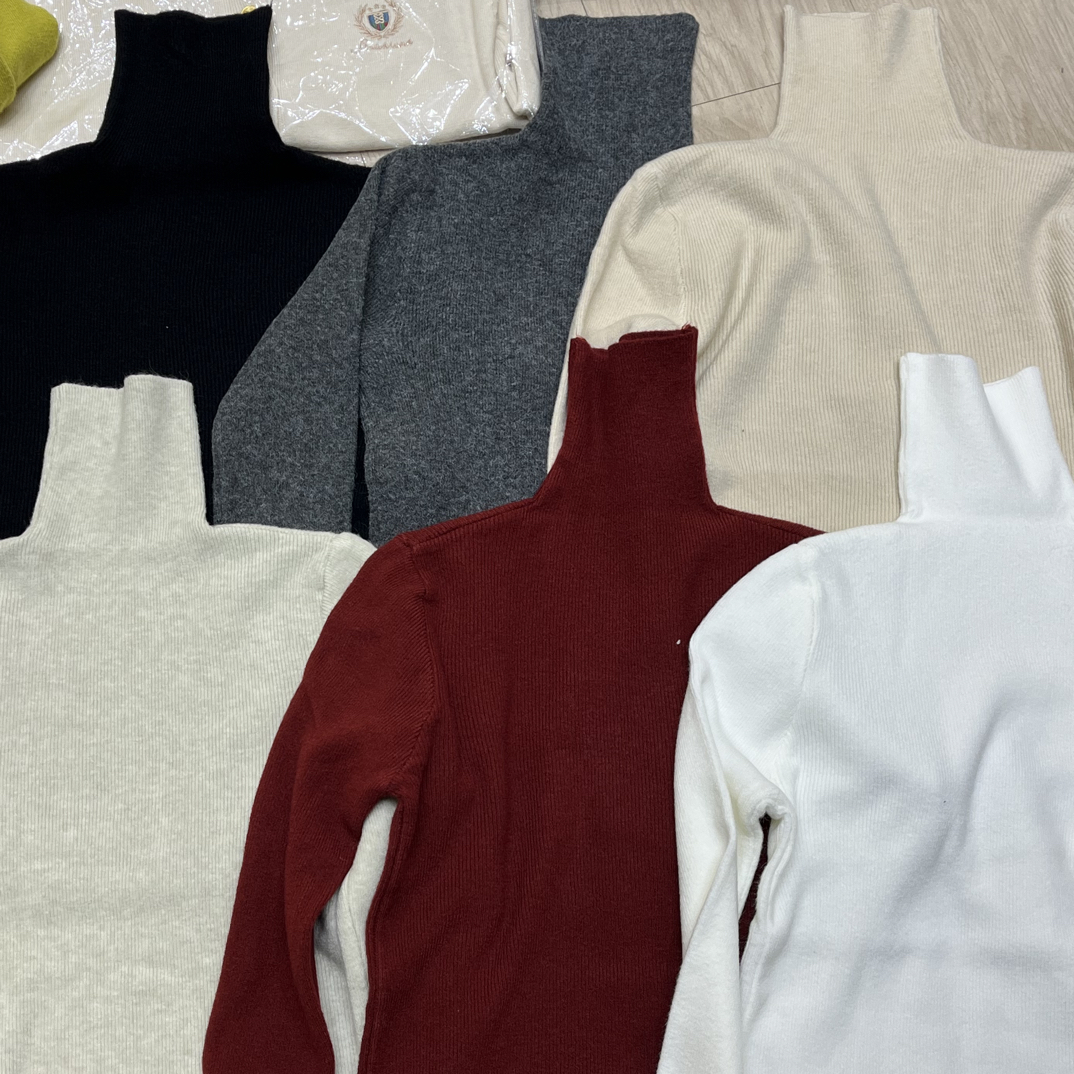 秋冬红色高领修身针织打底衫女内搭毛衣