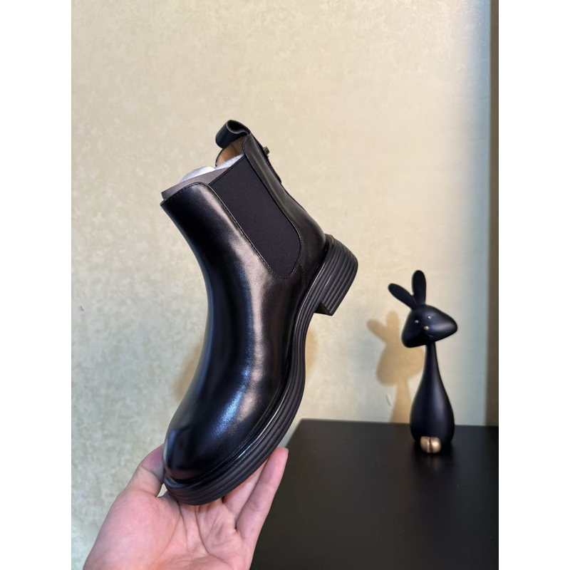 牛皮3.5公分平底，秋冬商场同款复古切尔西靴女皮短靴粗跟厚底578