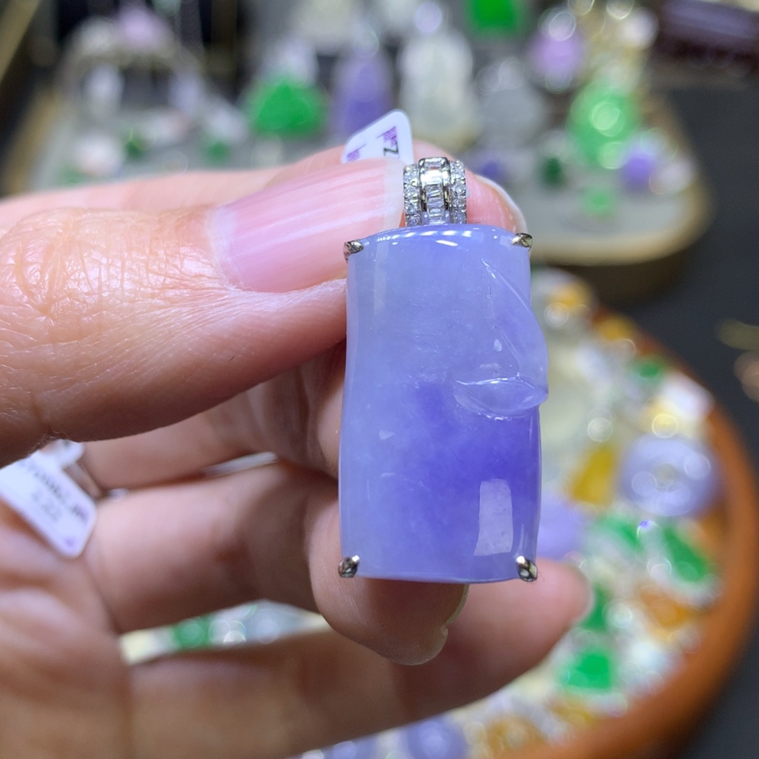 翡翠颈饰18K金镶嵌翡翠吊坠项链