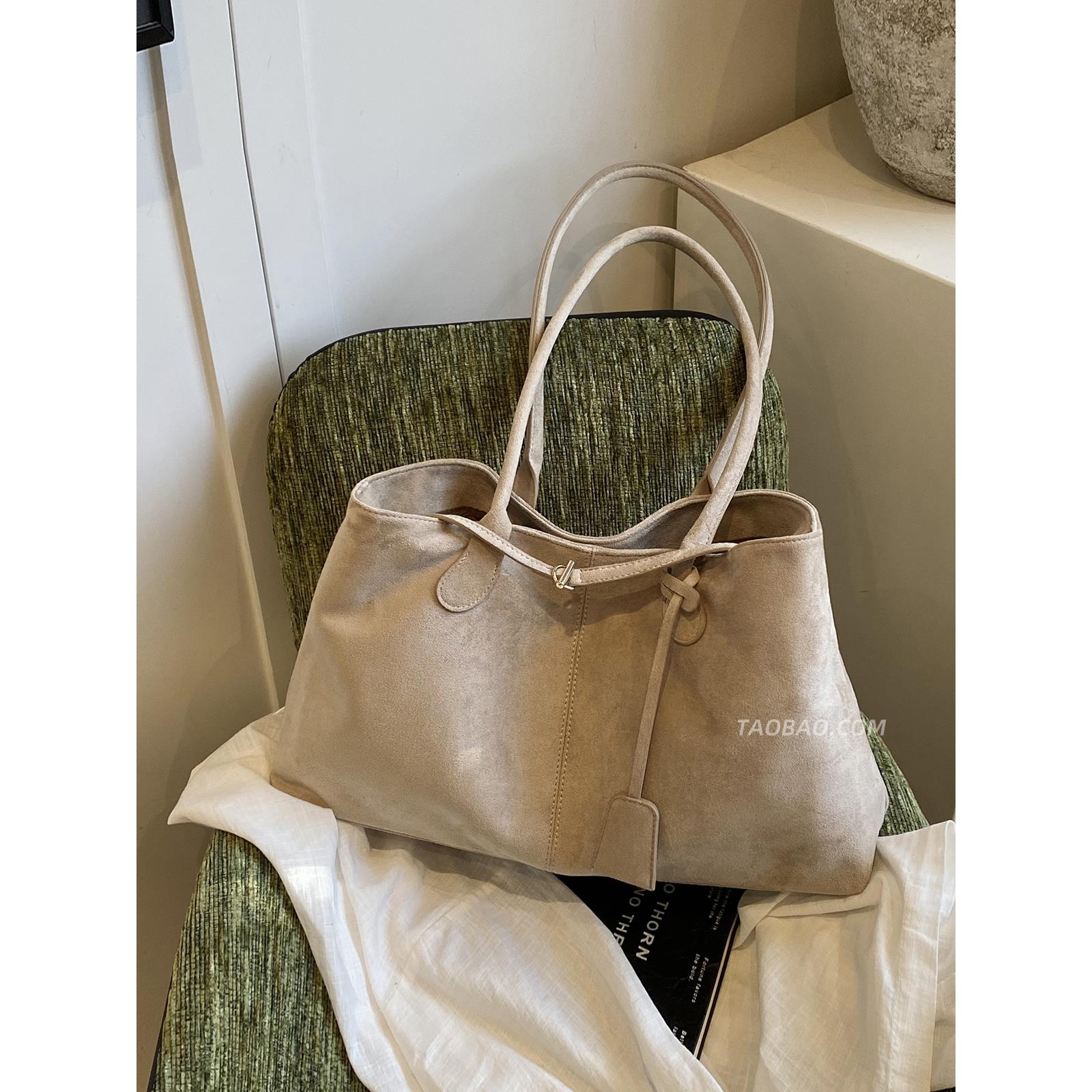 复古大容量麂皮绒包包女2025秋冬季新款单肩包休闲通勤手提托特包