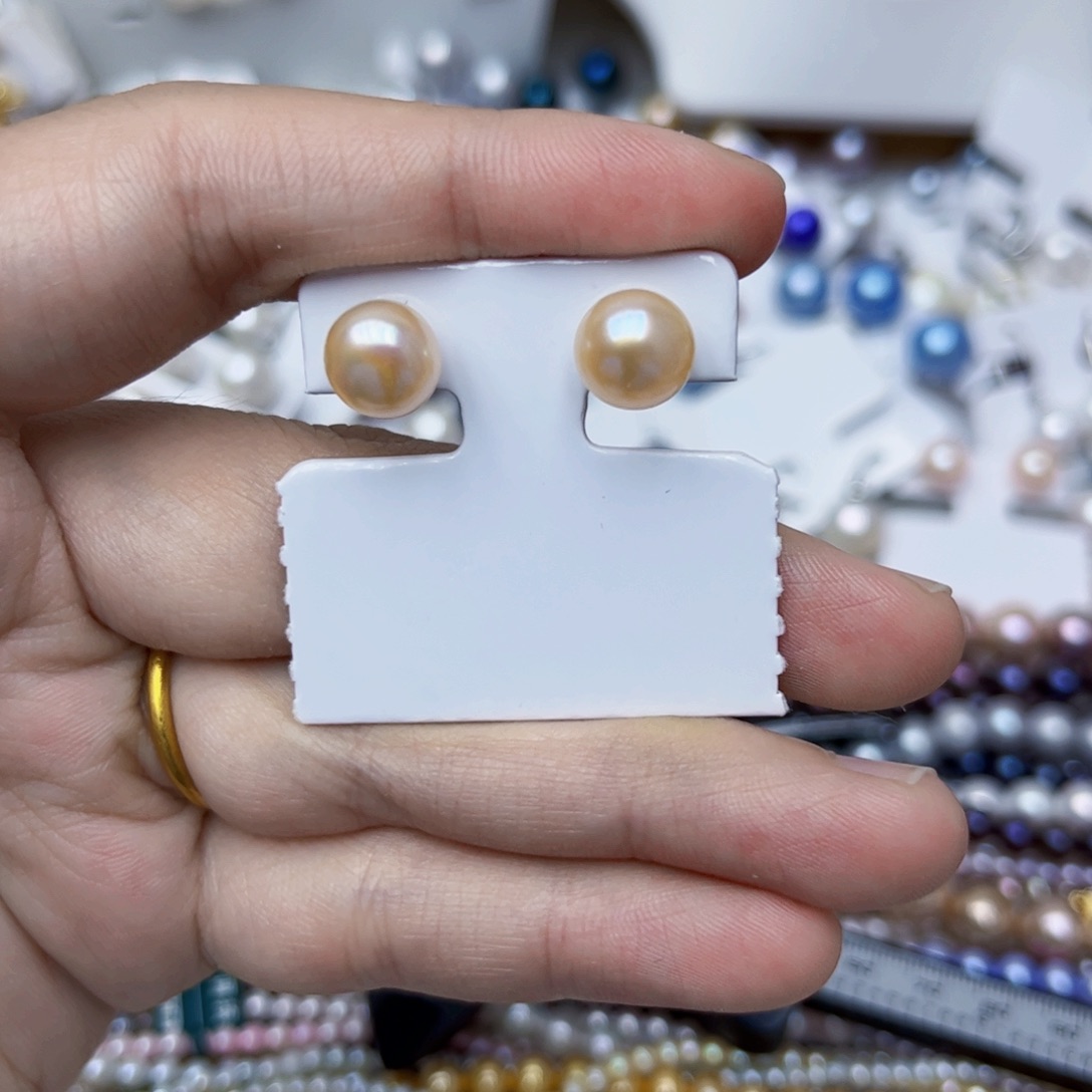 银S925镶嵌淡水珍珠耳饰