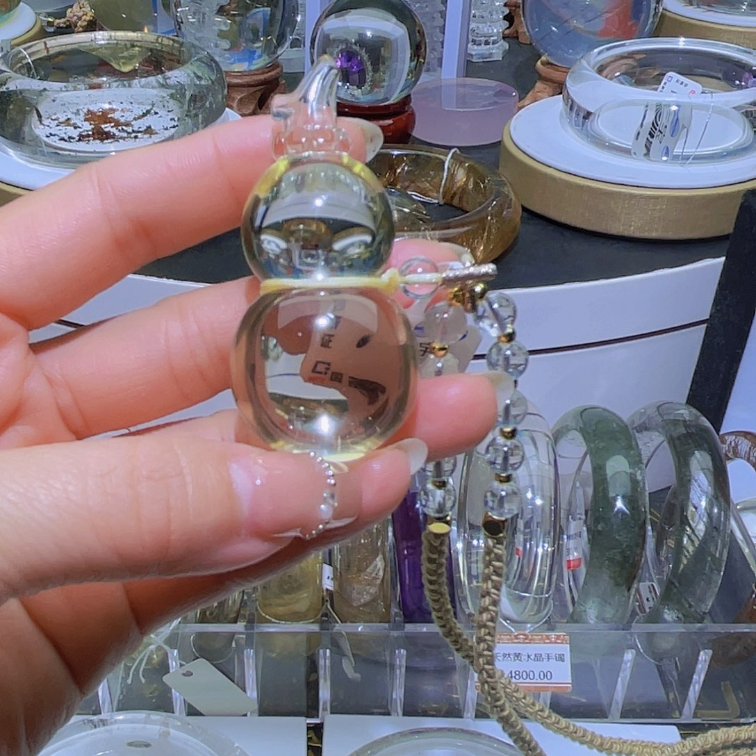 水晶颈饰未镶嵌天然黄水晶葫芦吊坠