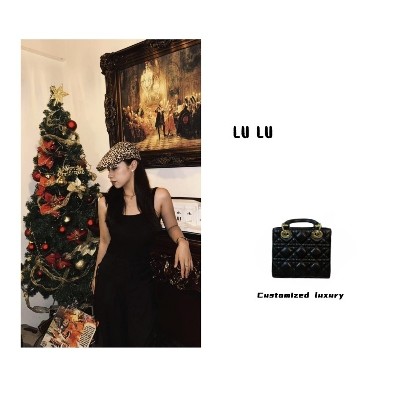 手工时尚百搭女包三格 10954 DF 三格 18cm 小号 黑色粉色