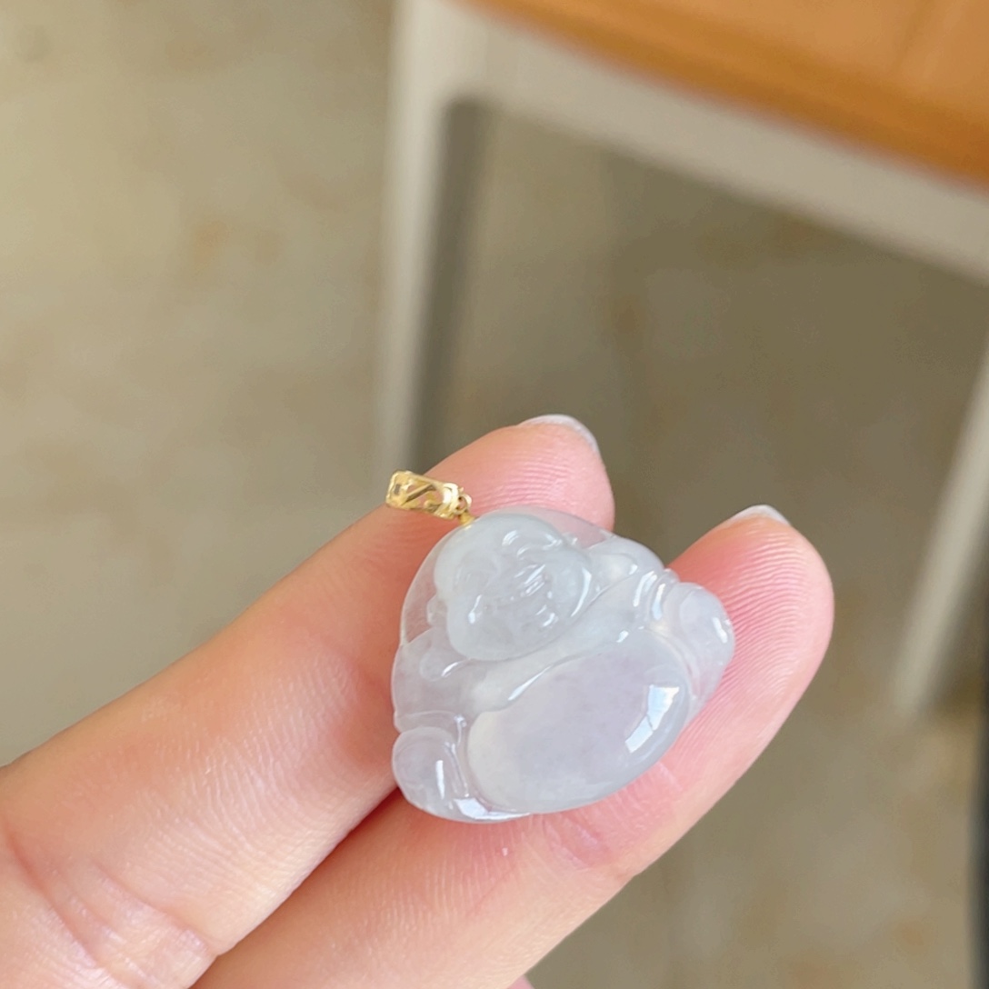 翡翠颈饰18K金镶嵌佛公