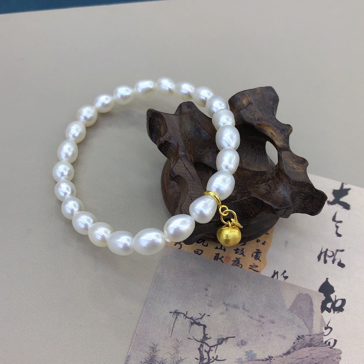 S925-淡水（柿柿如意）珍珠手链-6-6.5mm（多样性发其一）