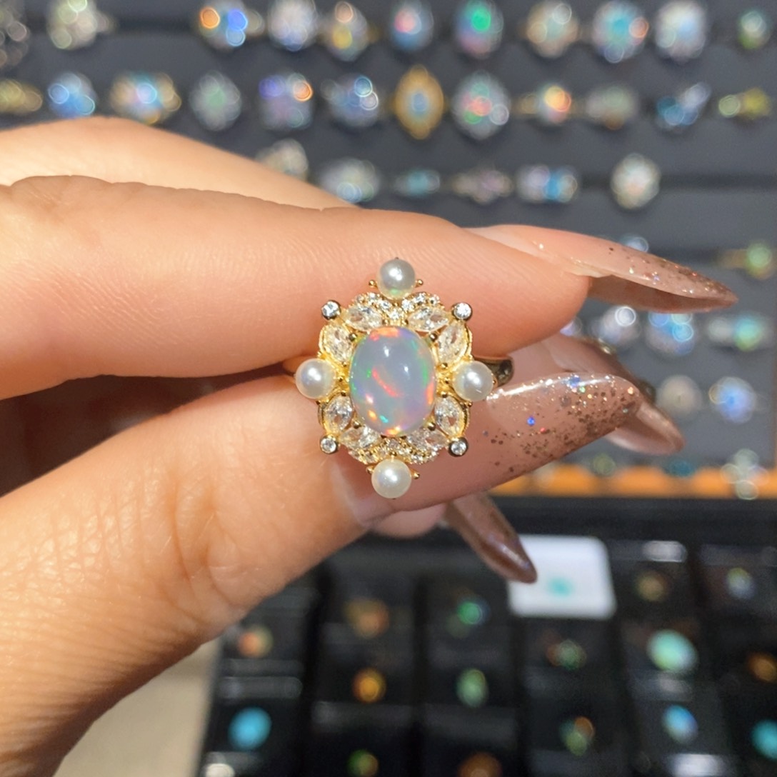 欧泊银S925镶嵌欧泊戒指