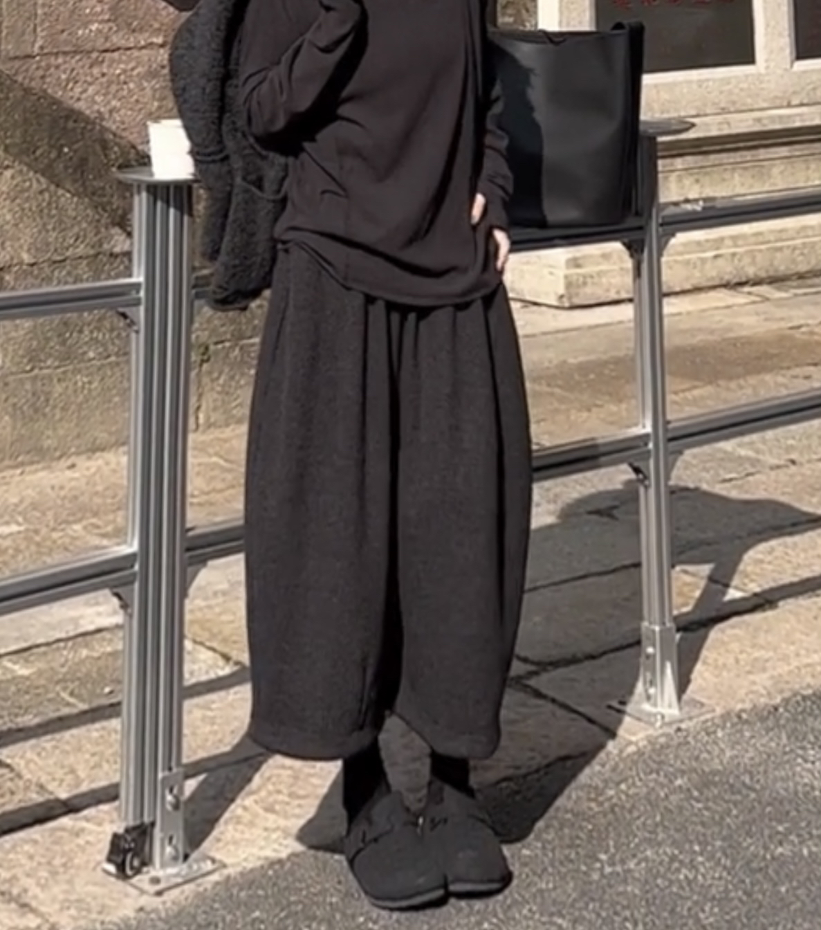 【小南瓜】日式松弛感小众简约廓形厚呢料掉裆垮裤宽松休闲裤