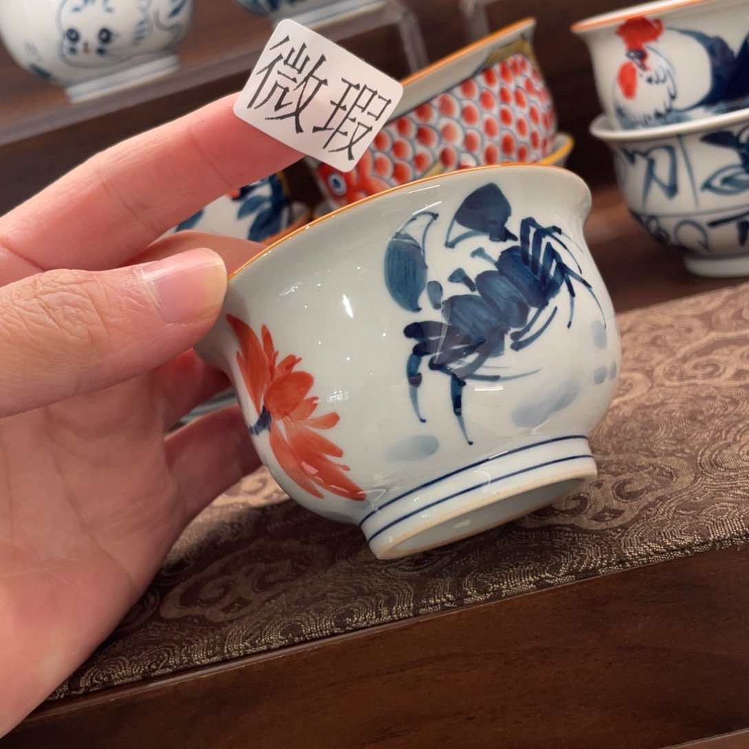 釉下手绘茶具微瑕