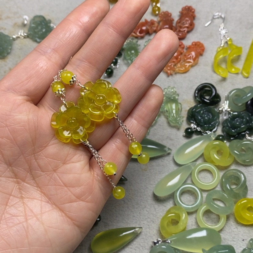 【闪购商品】蛇纹石玉未镶嵌挂件耳饰耳环项链