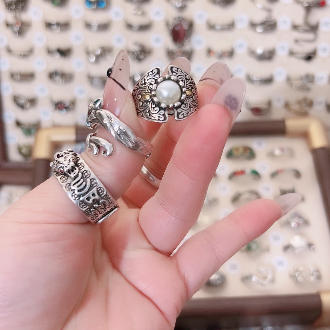 铜合金新款白色小圆珠戒指