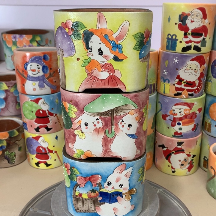 四*福利花盆，手绘花盆