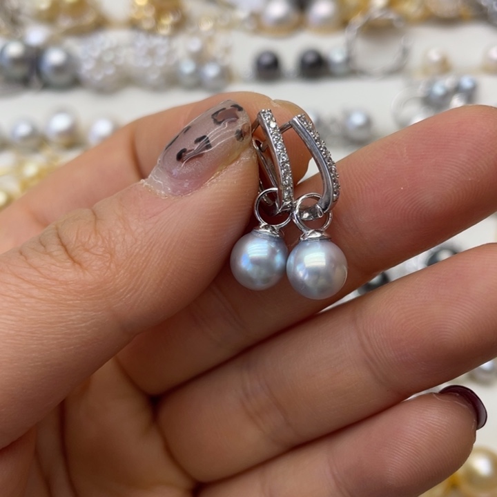 海水珍珠耳饰银S925镶嵌