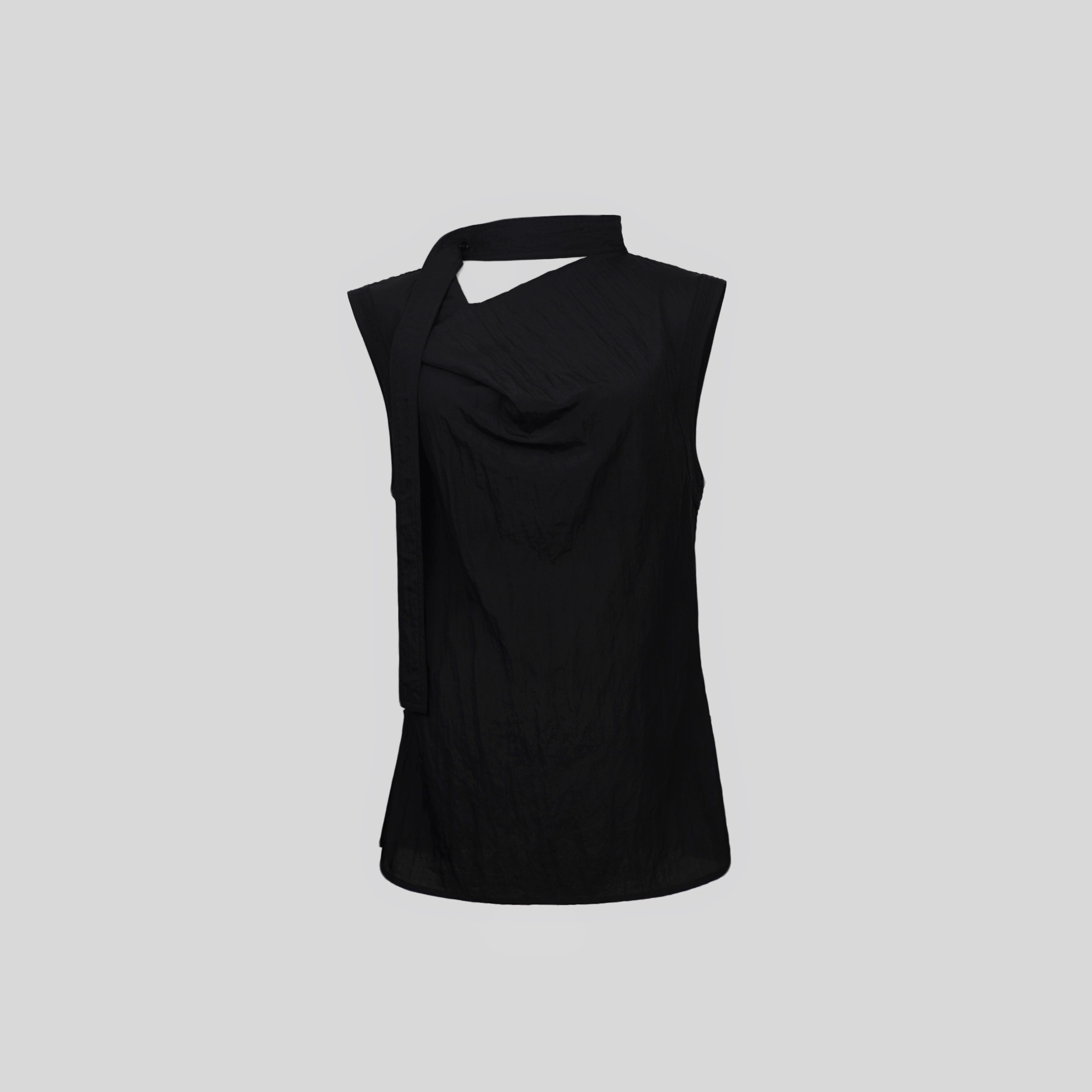 2025夏季设计款高级老钱风天丝挂脖上衣宽松时尚慵懒背心高质感