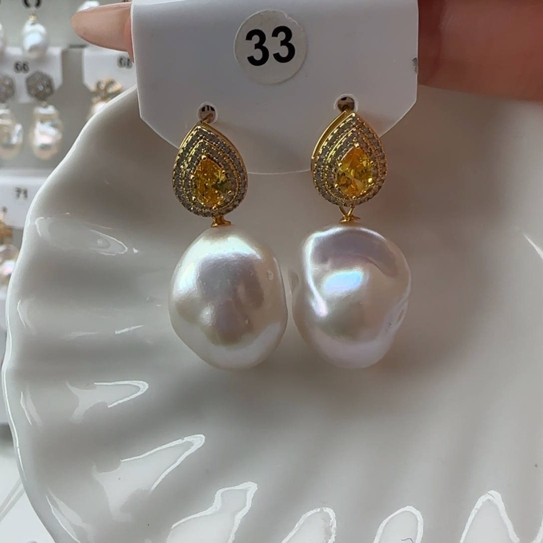 淡水珍珠耳饰银S925镶嵌