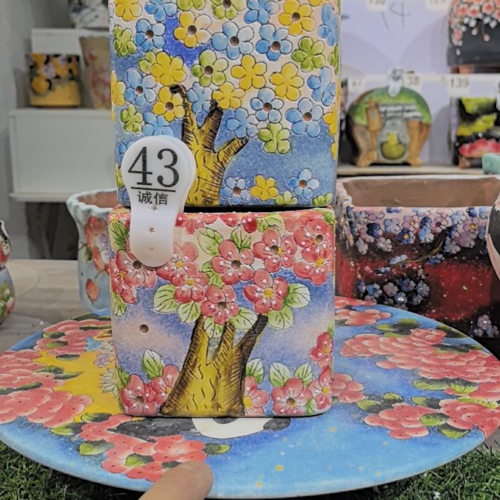 红泥花盆景德镇陶瓷