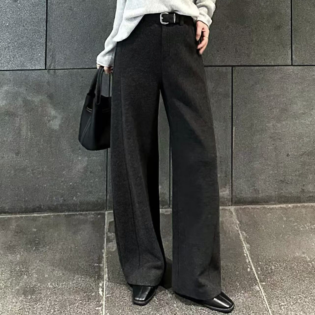 QQ07791P 南油秋冬高智感弯刀休闲阔腿长裤