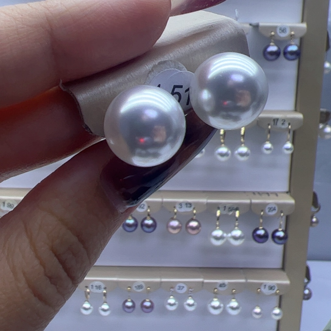 淡水珍珠耳饰18K金镶嵌