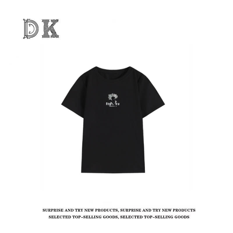 DK 2025夏季女装 时尚休闲亮片装饰印花字母圆领短袖T恤 68878