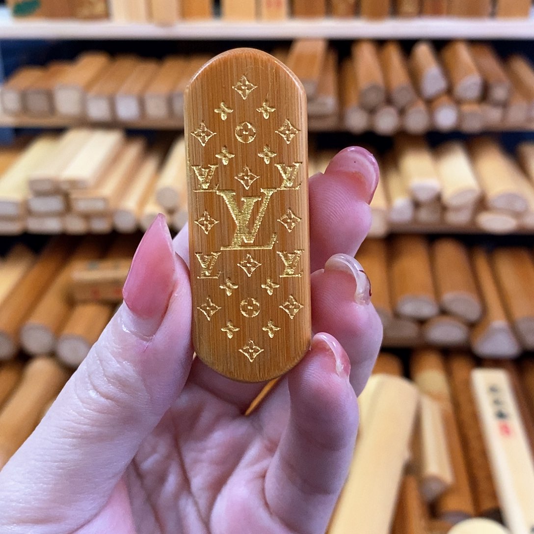 竹实心竹方扁雕刻老花