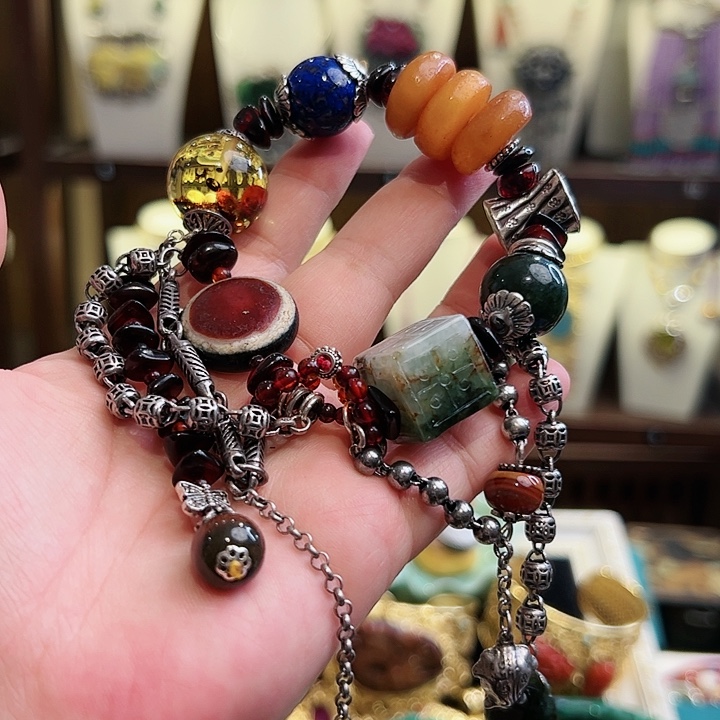 翡翠手链银S925镶嵌古风