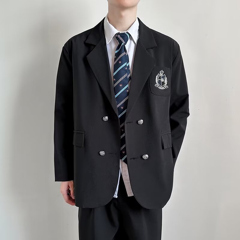 男士小西装套装韩版潮流休闲西服百搭痞帅职业正装外套DK黑色上衣