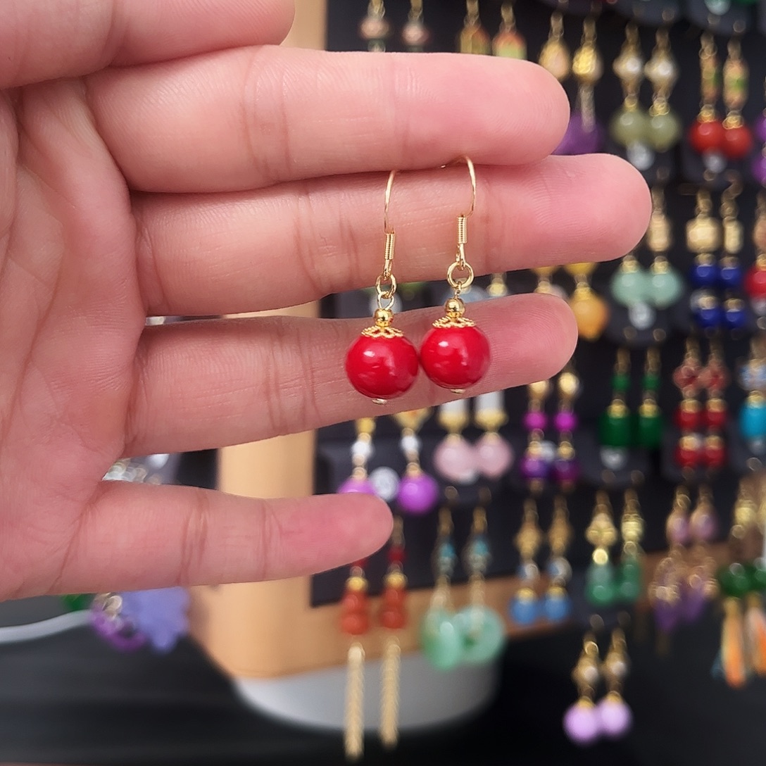 锆石纯铜925银耳饰