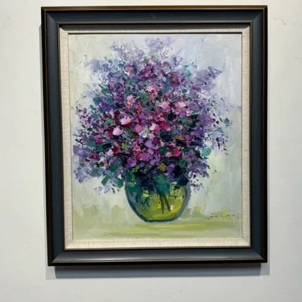 紫丁香油画花卉装饰画适合客厅沙发背景墙