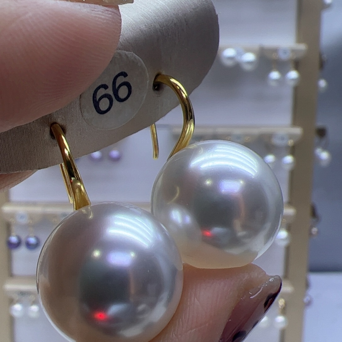 淡水珍珠耳饰18K金镶嵌