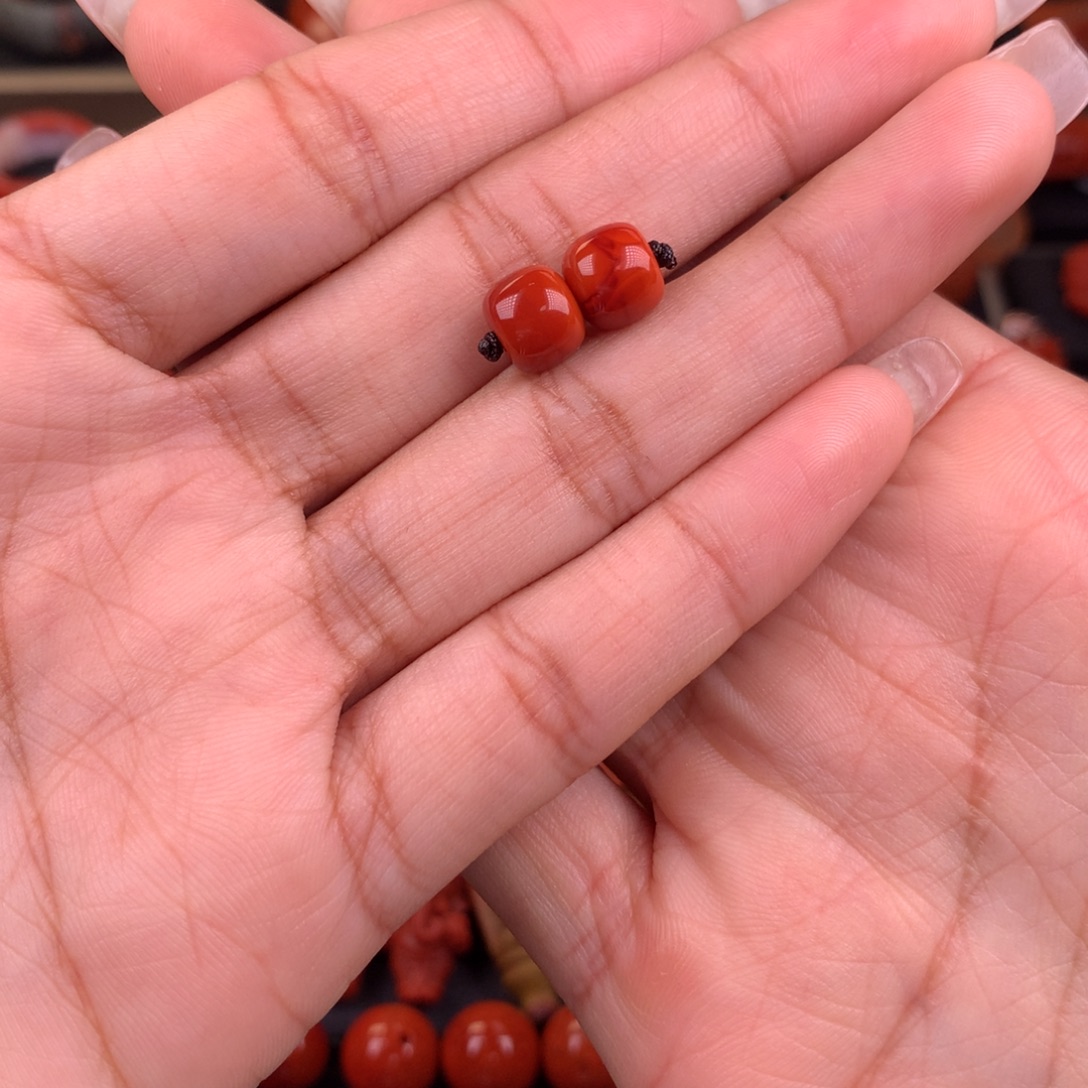 南红玛瑙未镶嵌老型对珠8+
