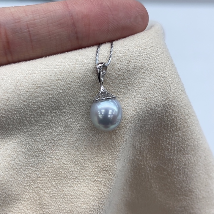 吊坠(不含链)银S925镶嵌海水珍珠8-9m