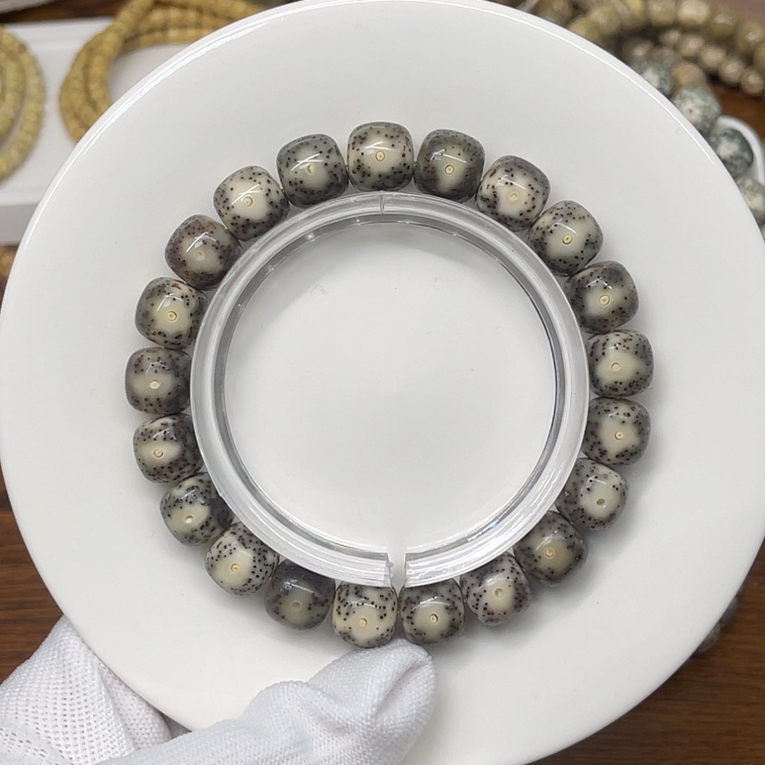 星月菩提手串10×9石玉青灰糯冰黄金瞳正月同枝果海南料