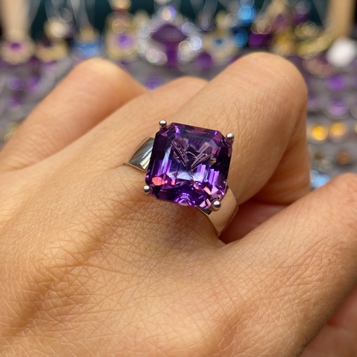 水晶戒指银S925镶嵌天然水晶戒指