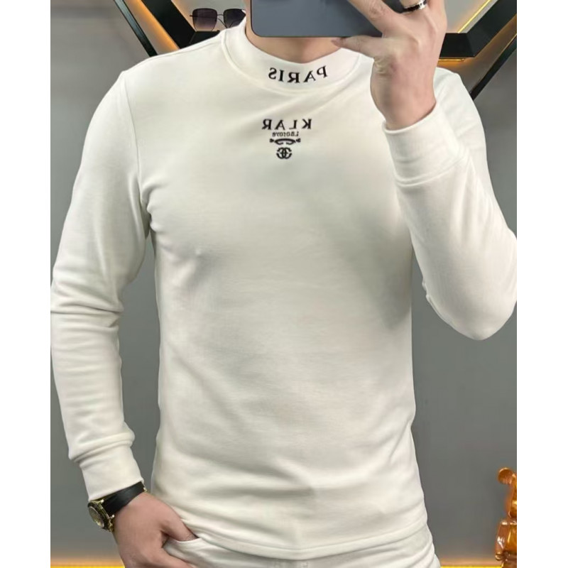 秋冬新款男士高级感潮流时尚保暖德绒打底衫修身帅气百搭长袖