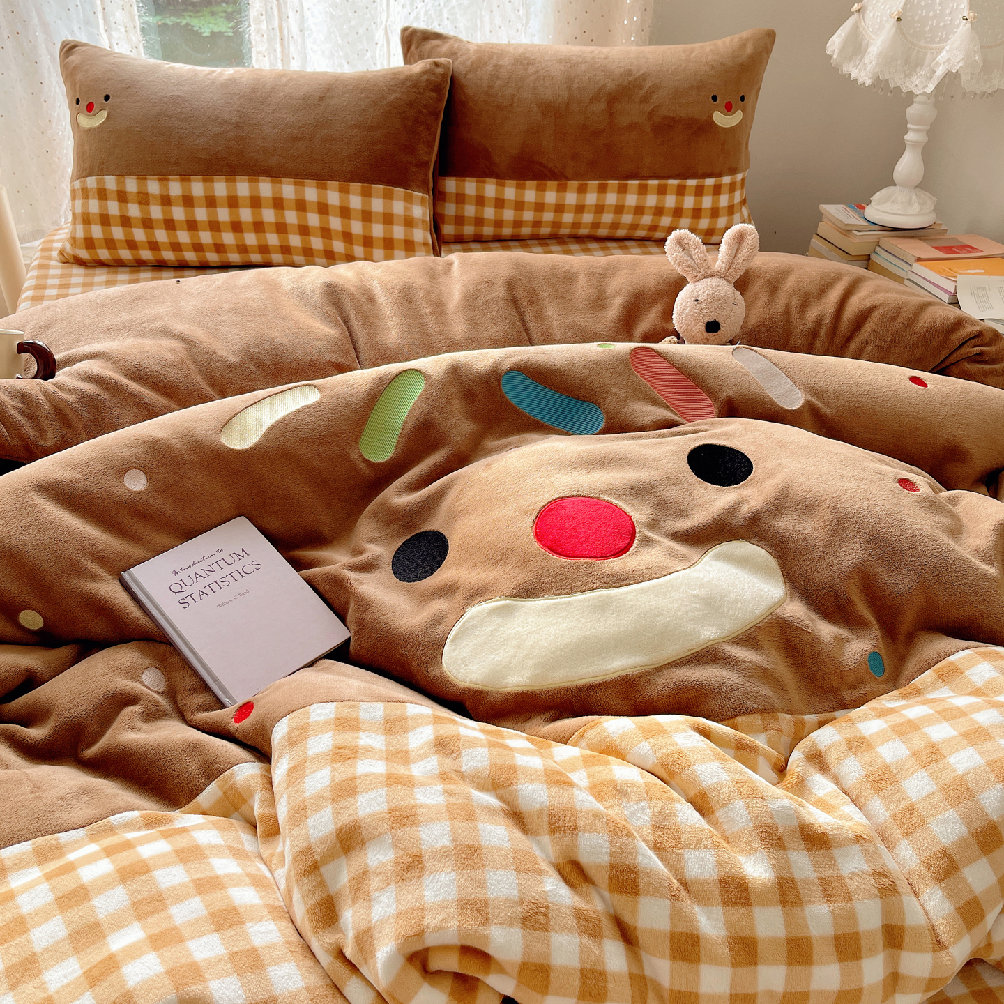 猫咪日记可爱小清新牛奶绒贴布绣四件套被套床单床笠宿舍三件套