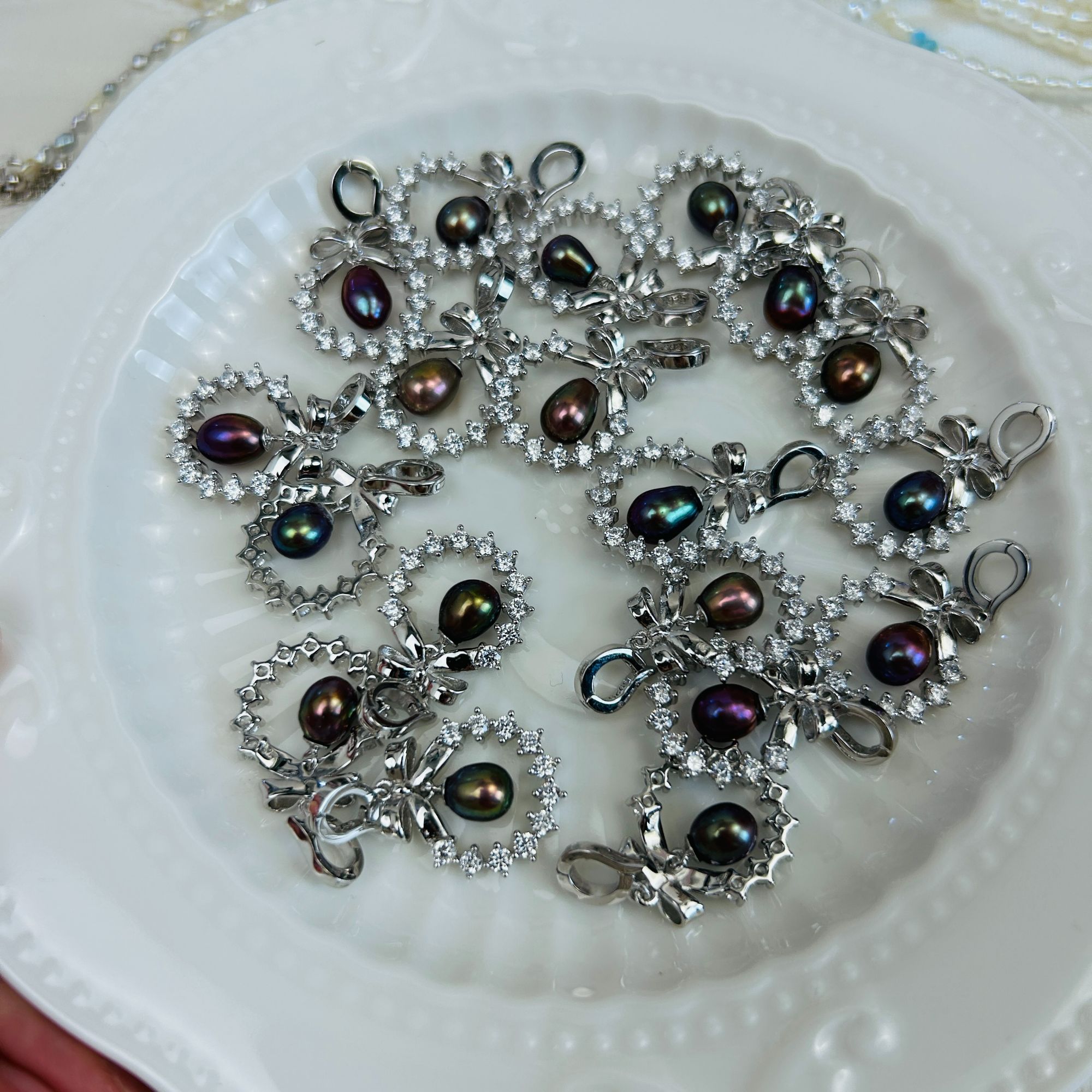 妖孽色花环灵动款天然极光炫彩珍珠万能扣吊坠S925银  发其一