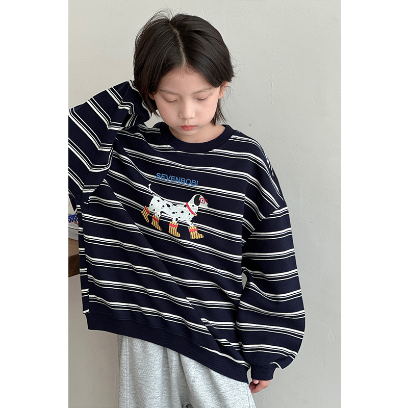  【现货】儿童条纹卫衣中大童春秋款长袖韩版2025新款童装男童上衣