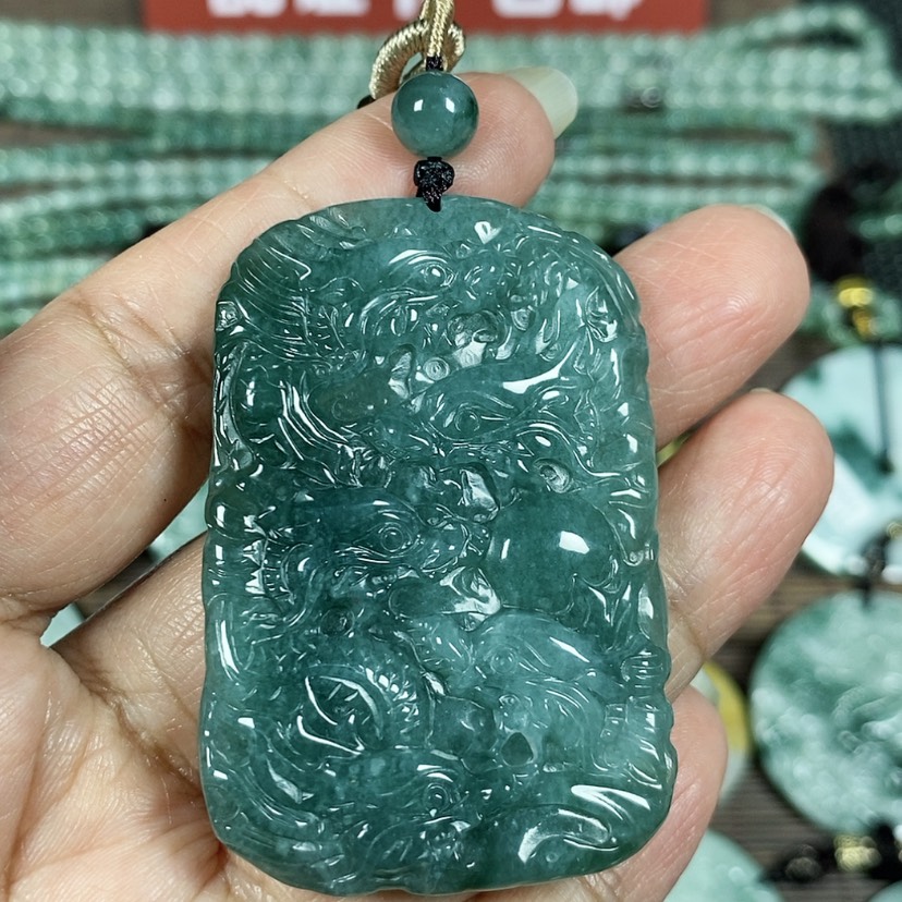 【闪购商品】翡翠颈饰未镶嵌玉吊坠翡翠玉双面九龙牌